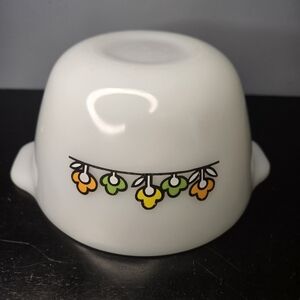 Vintage Fire King Summerfield Print Milk Glass Mixing/Baking Bowl w Handles